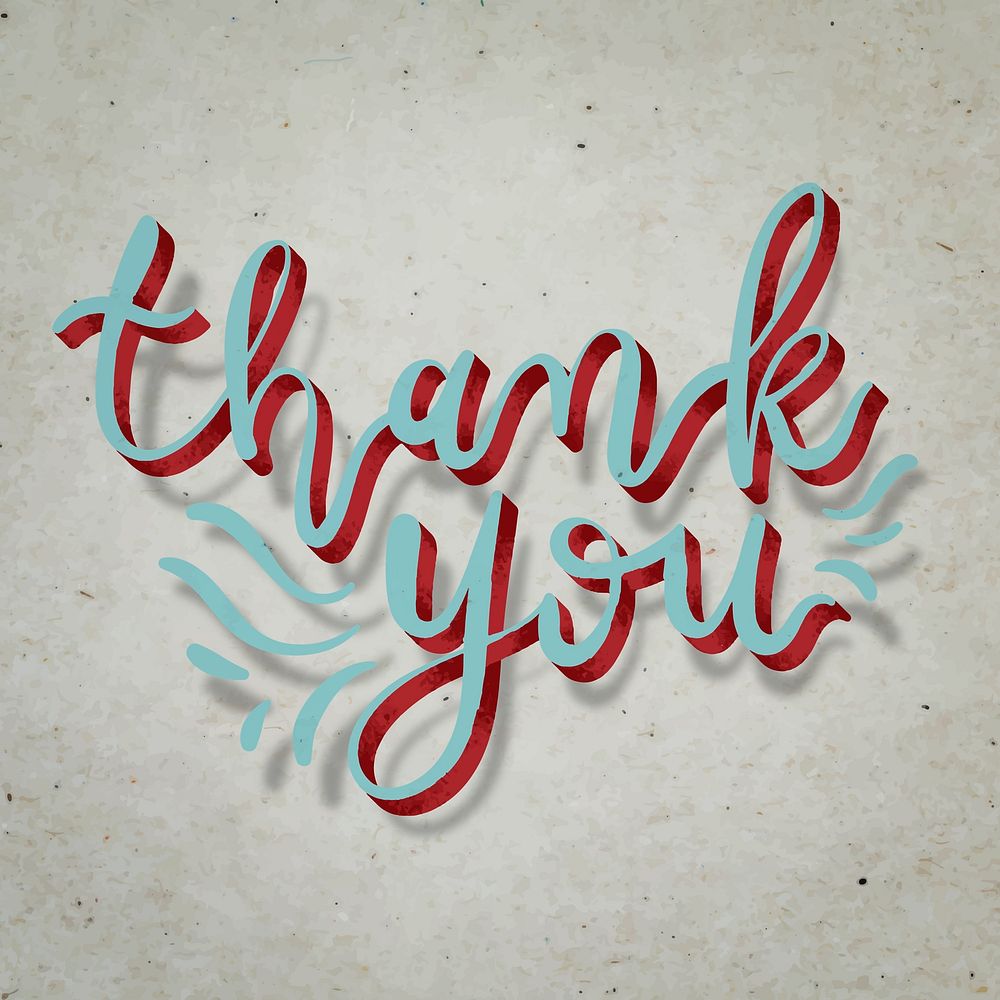 Thank you text calligraphy word message