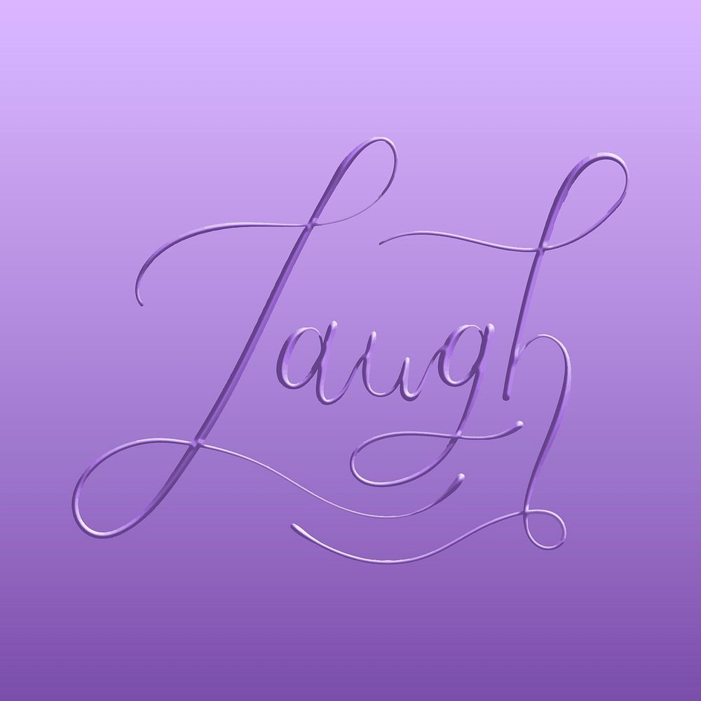 Purple laugh calligraphy text message typography