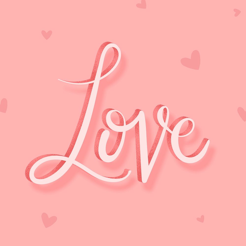 Calligraphy love pink psd word typography
