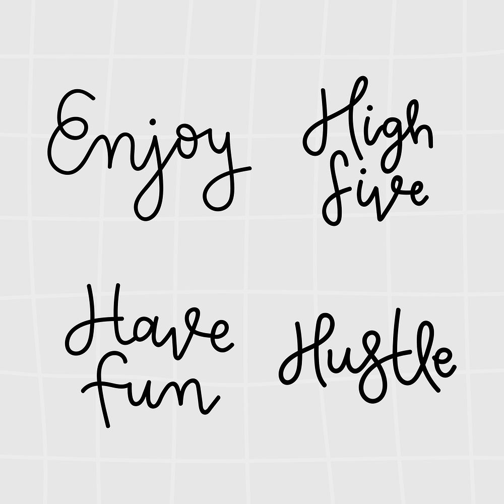 Fun cursive doodle words typography 