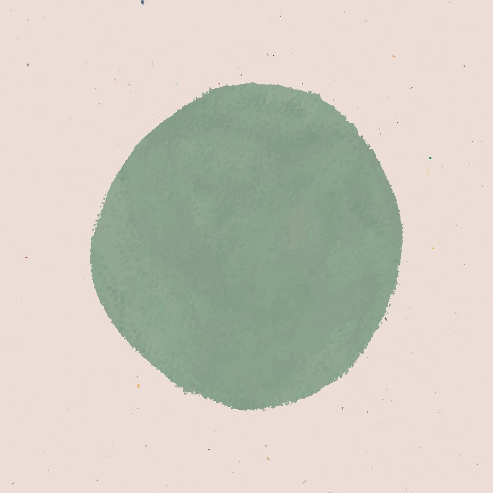 Solid green round hand drawn watercolor element vector
