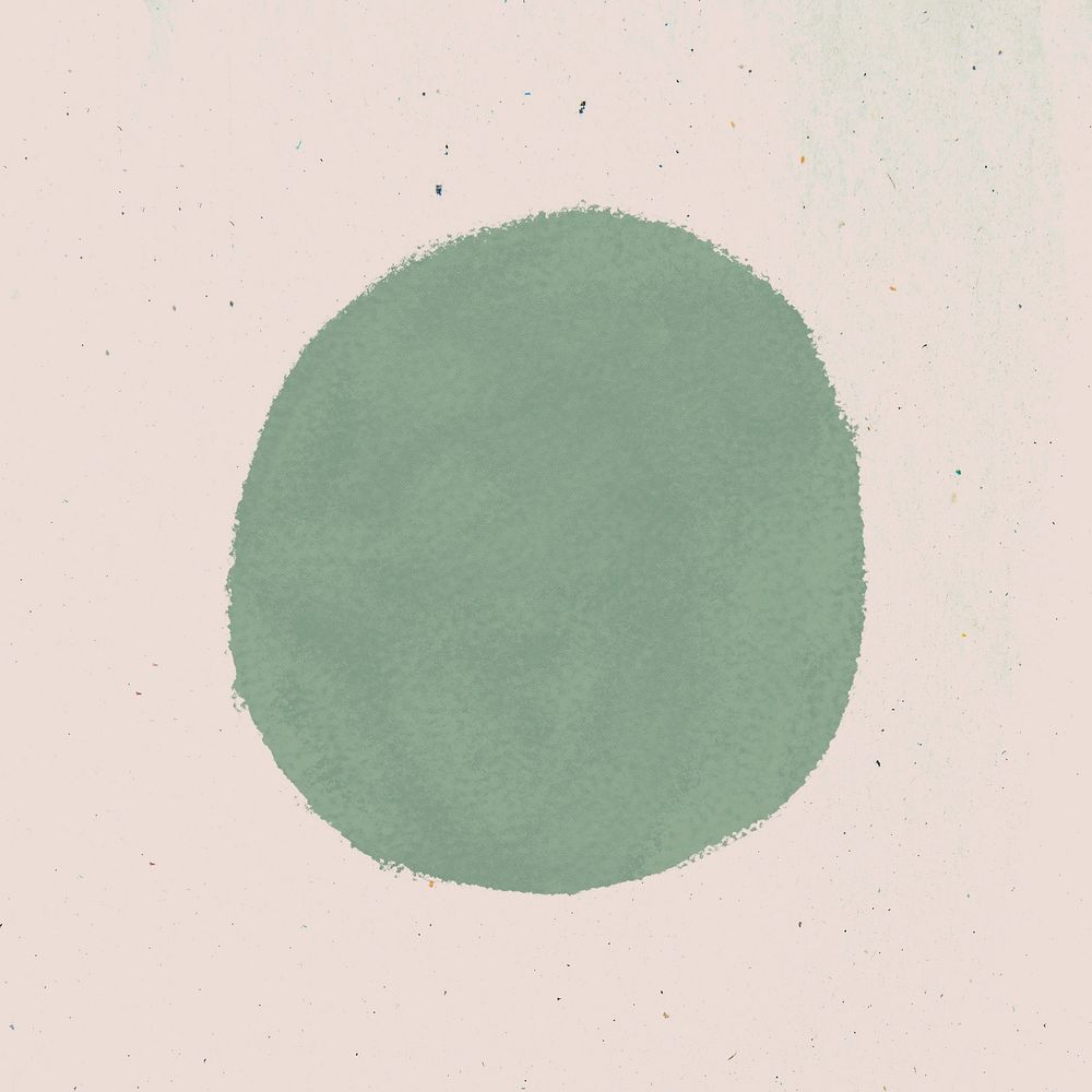 Solid green round watercolor element illustration