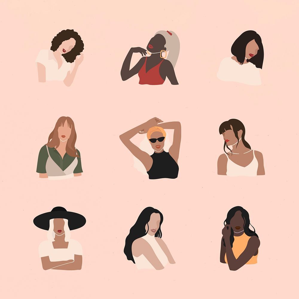 Female social media influencers collection vector