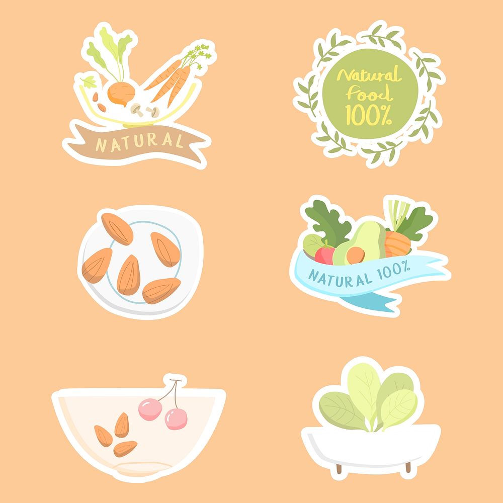 Natural food 100% collection illustration