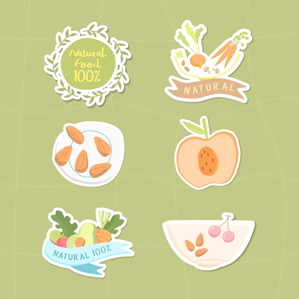 Natural food 100% collection vector