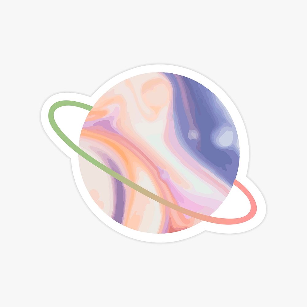 Cute planet with a ring system vector