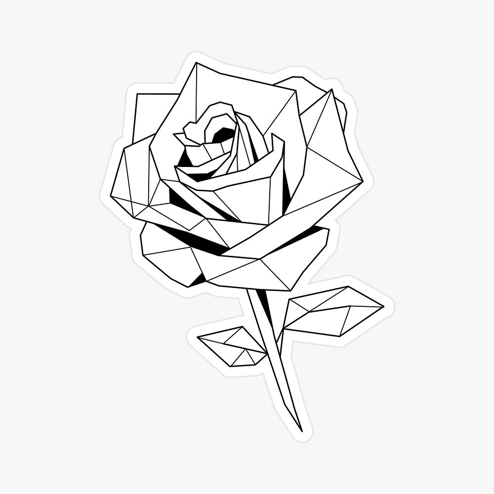 Black and white rose sticker vector