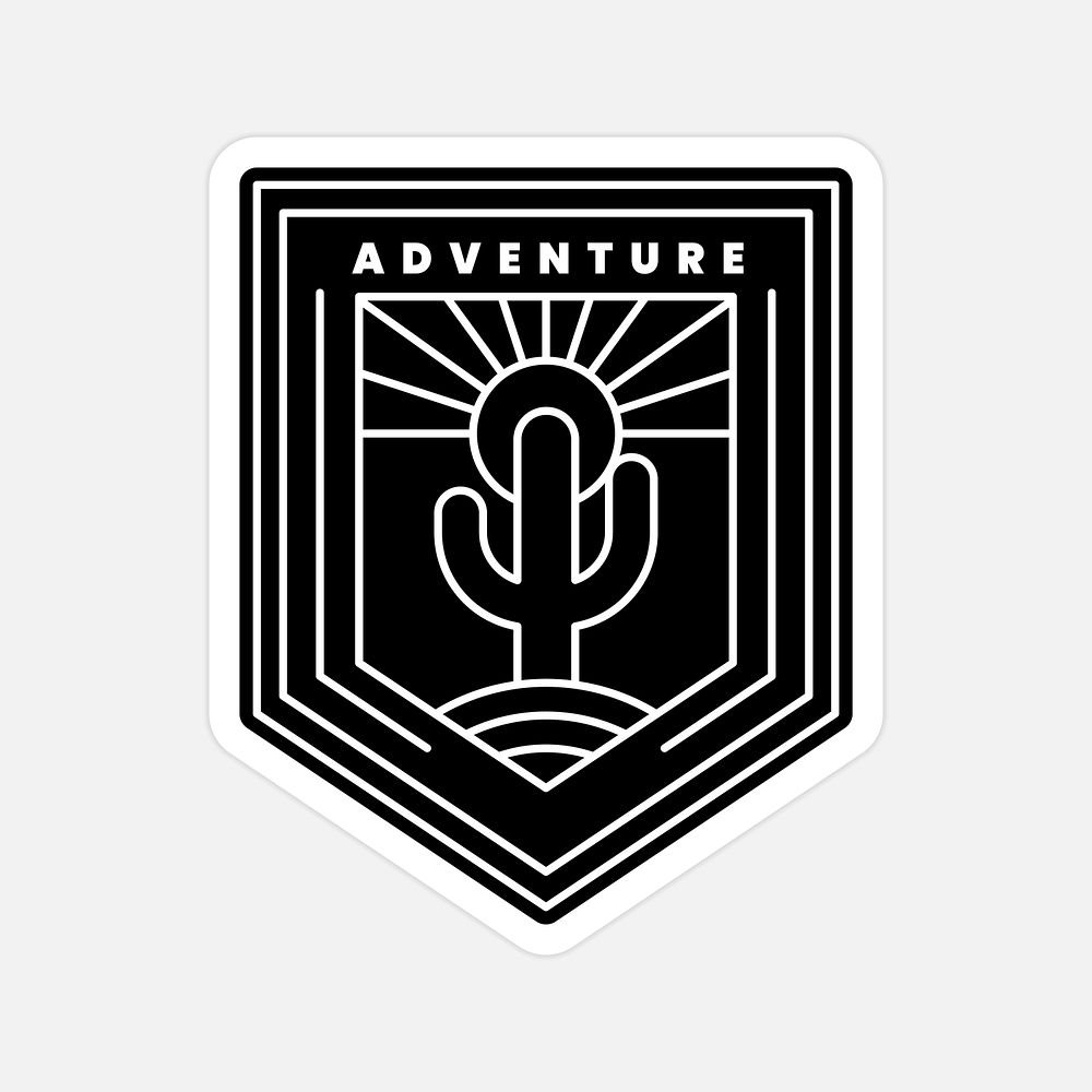 Black and white adventure badge vector
