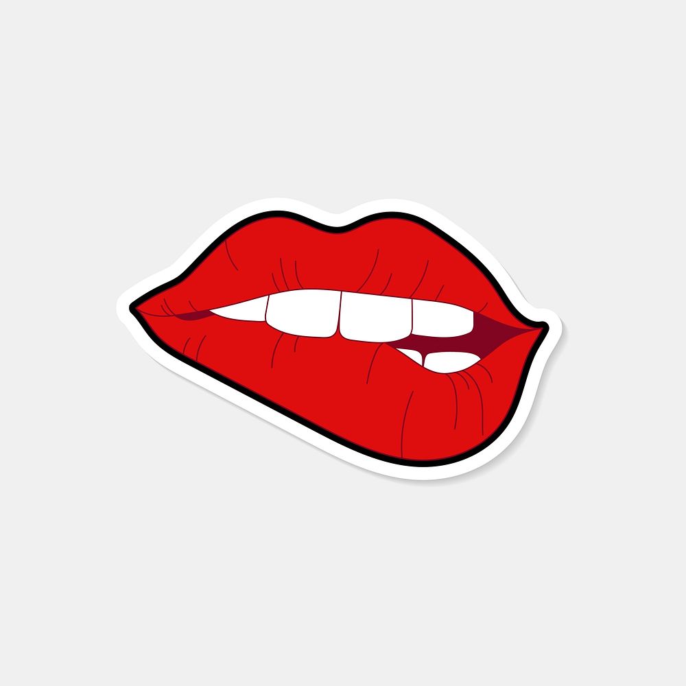 Red sexy lips sticker illustration