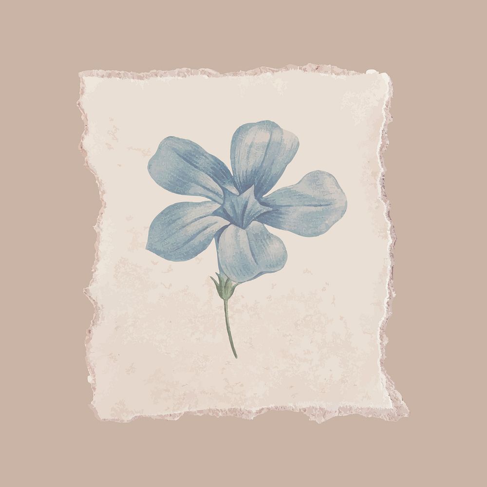Cute hand drawn indigo blue flower vector
