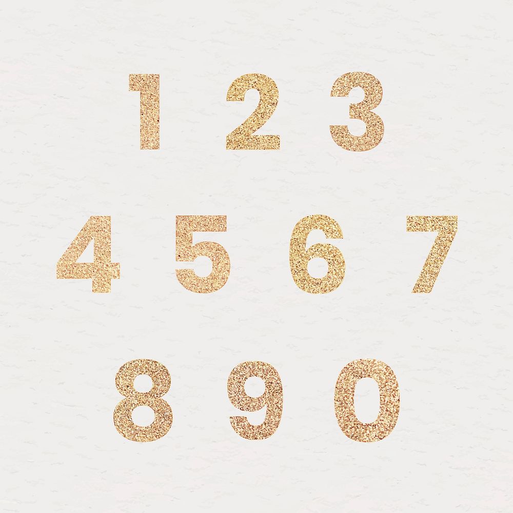 Glitter number collection vector