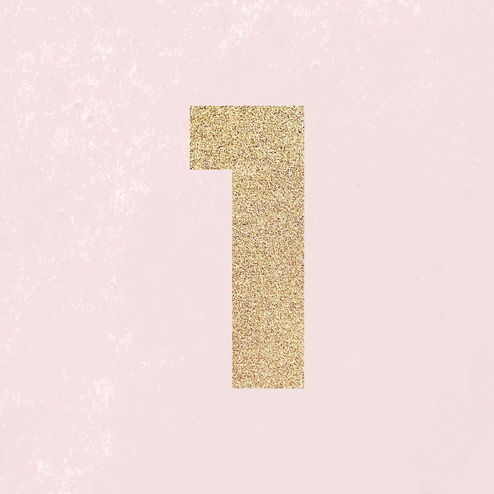 Glitter gold number 1 typography vector