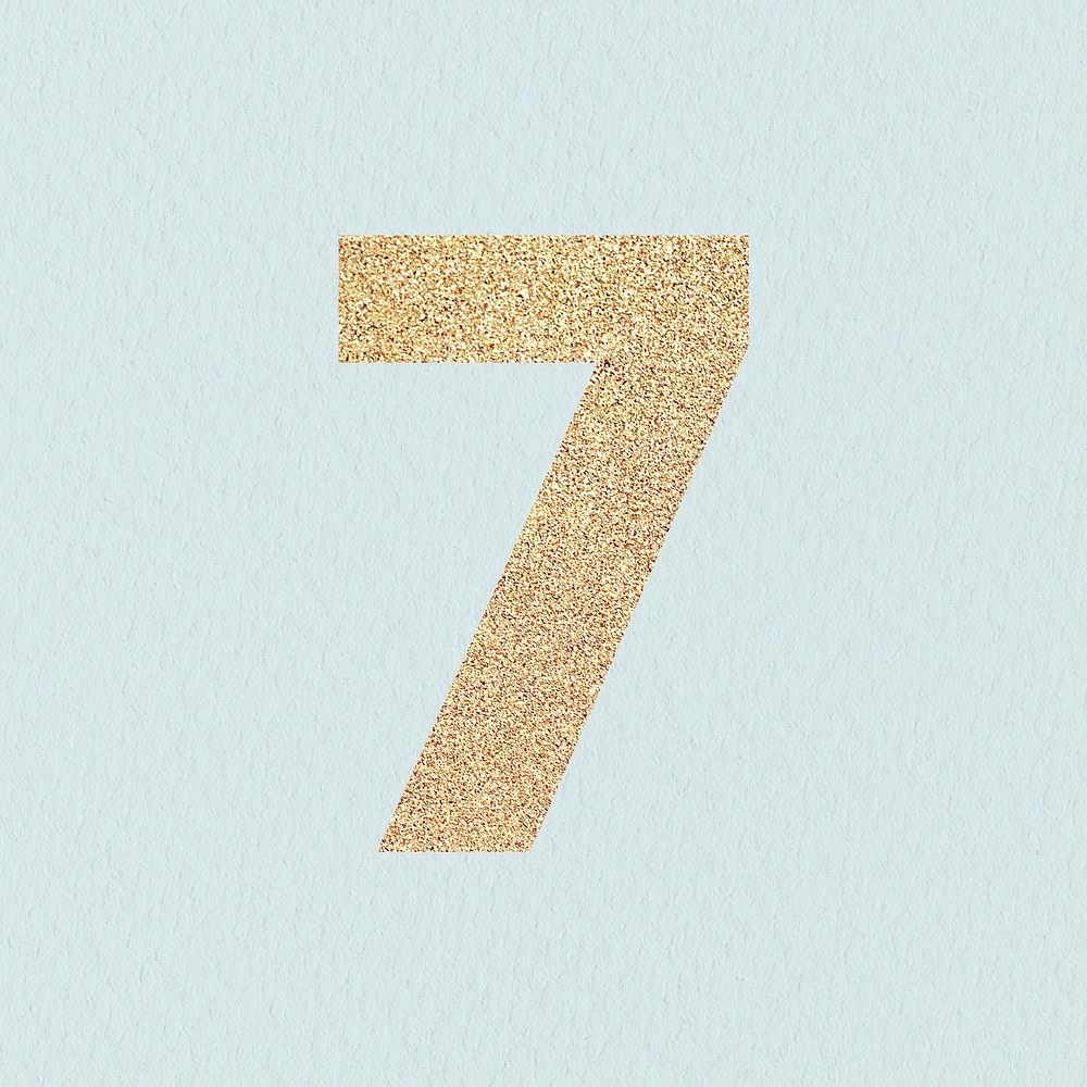 Glitter gold number 7 typography illustration