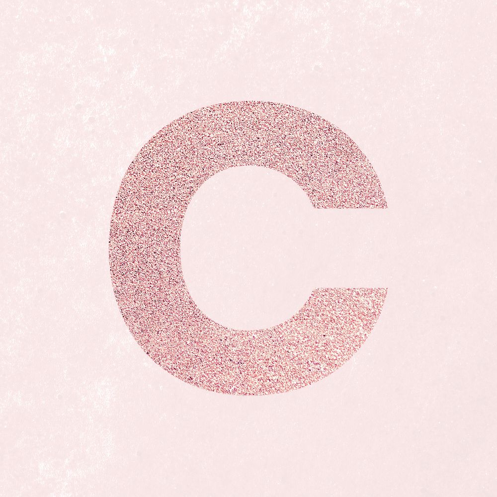 Glitter capital letter C sticker illustration