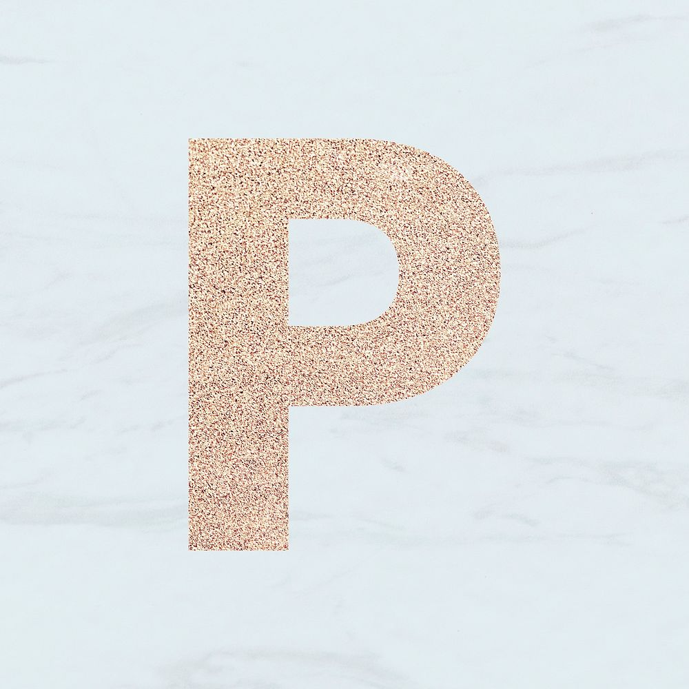 Glitter capital letter P sticker illustration