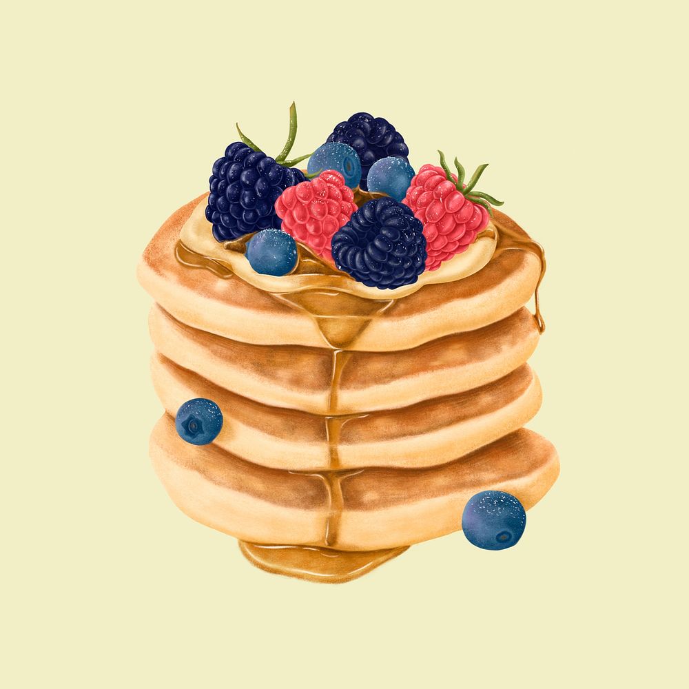 Hand drawn stacked breakfast pancakes mockup