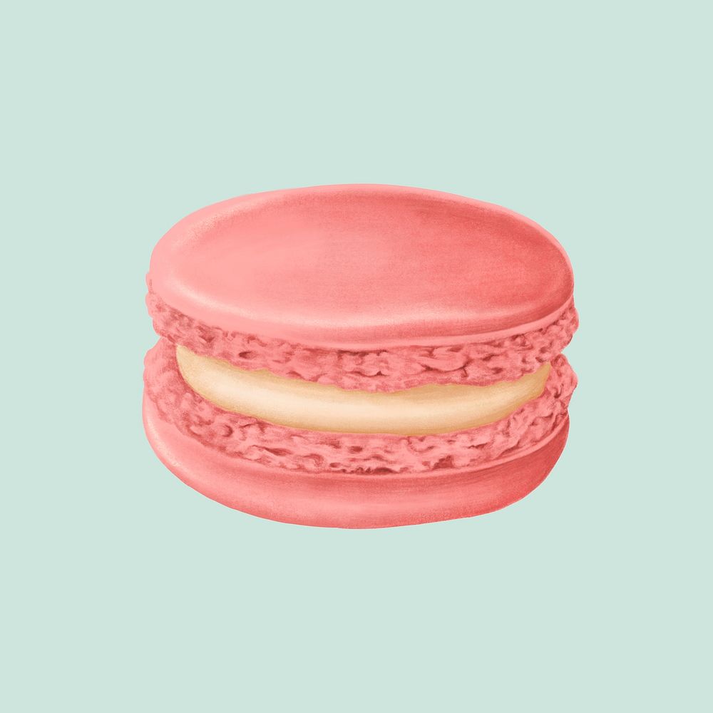 Illustration of pink macaron on green background mockup