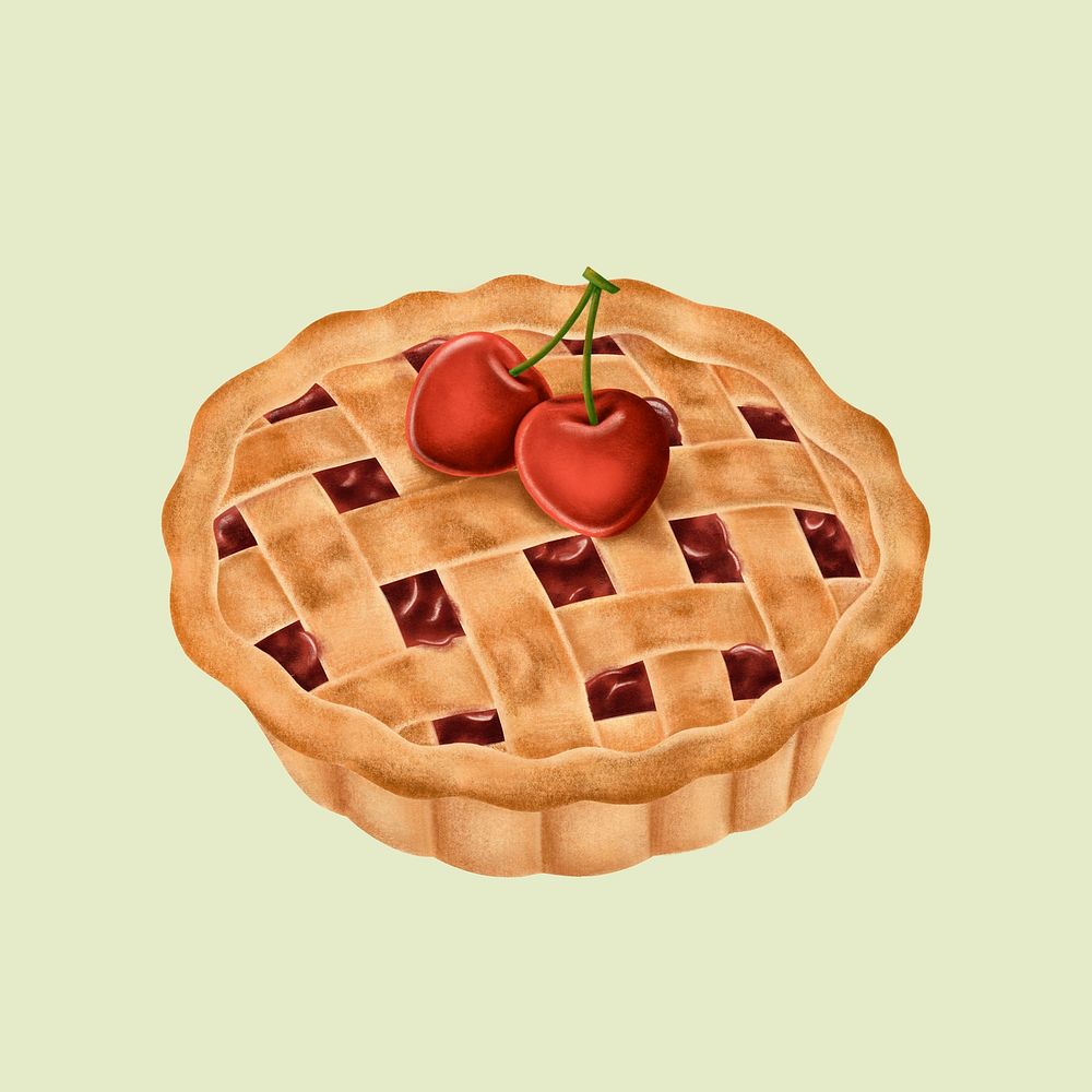 Hand drawn cherry pie bakery shop mockup