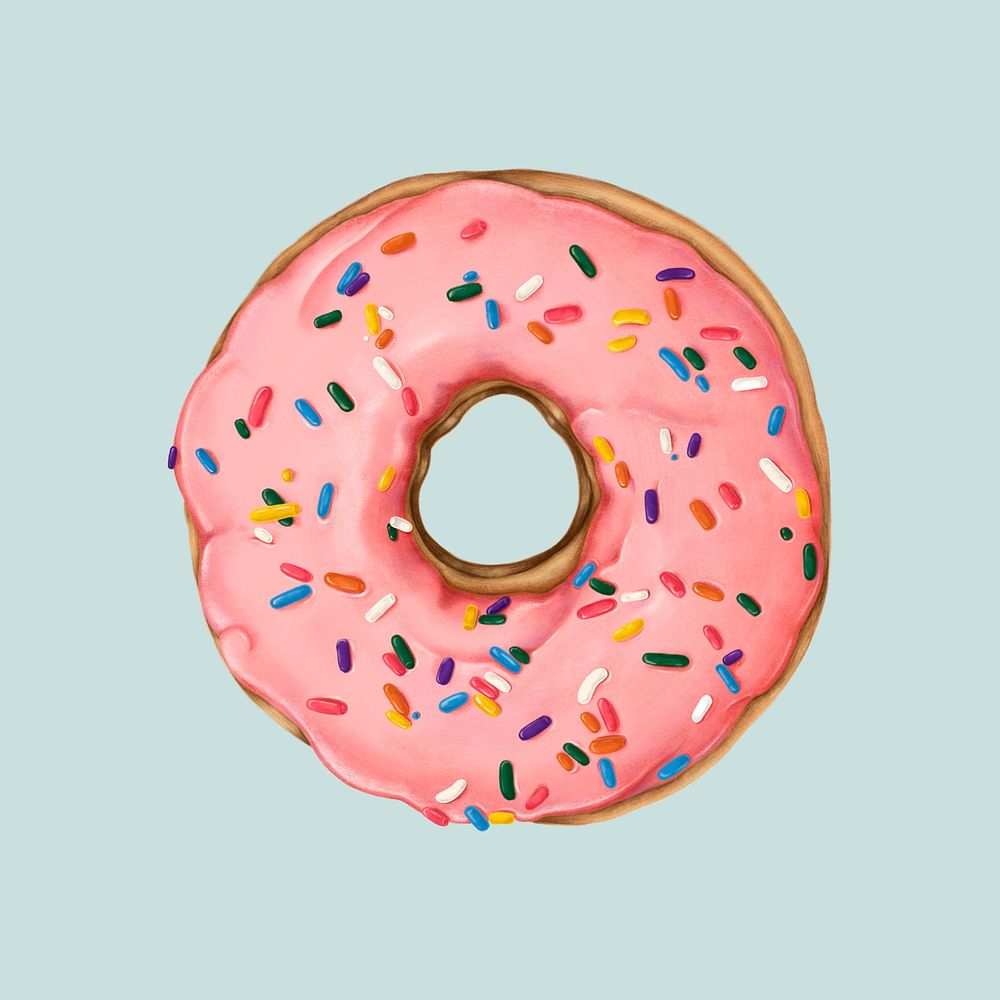 Hand drawn pink doughnut mockup
