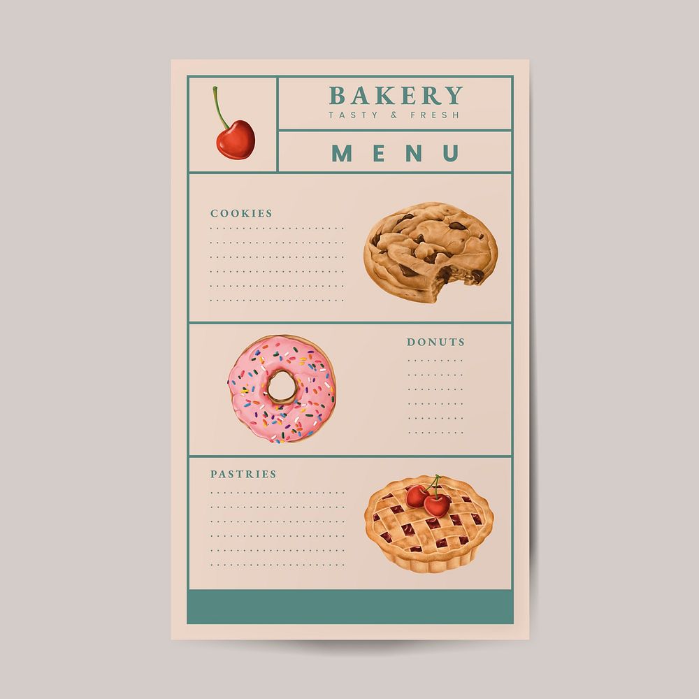 Bakery menu on a brown paper vector
