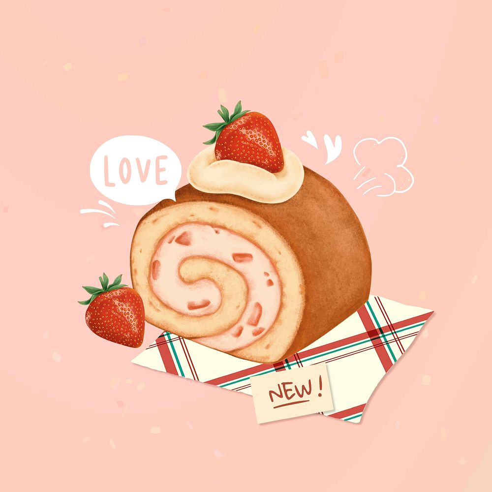 Hand drawn strawberry shortcake vector