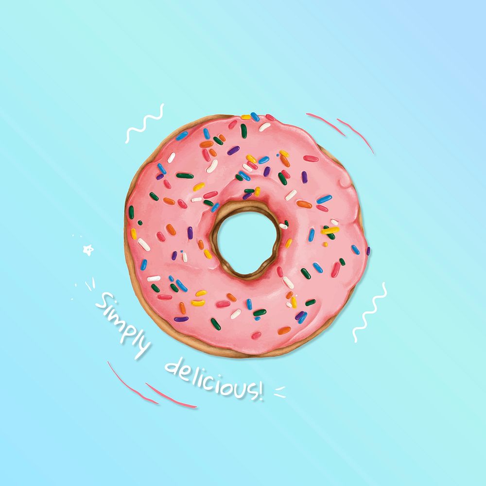 Hand drawn glazed doughnut vector