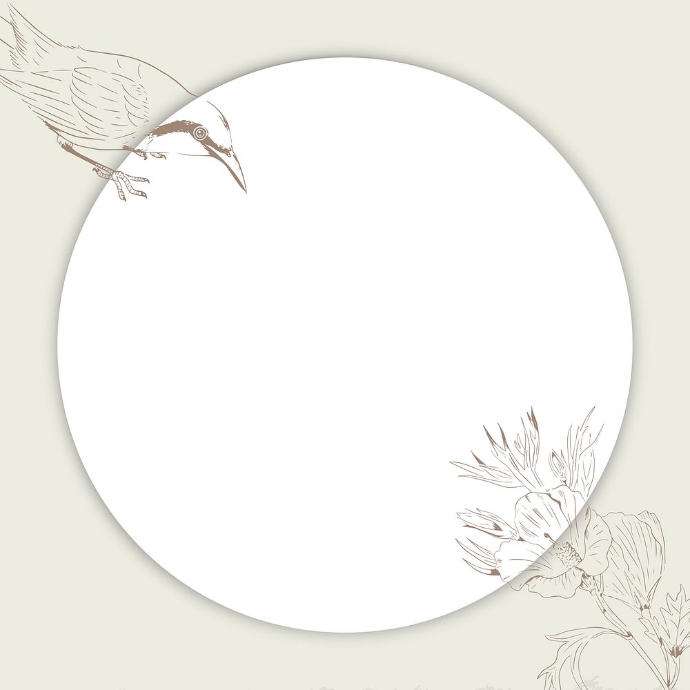 Round bird and floral frame social ads template vector