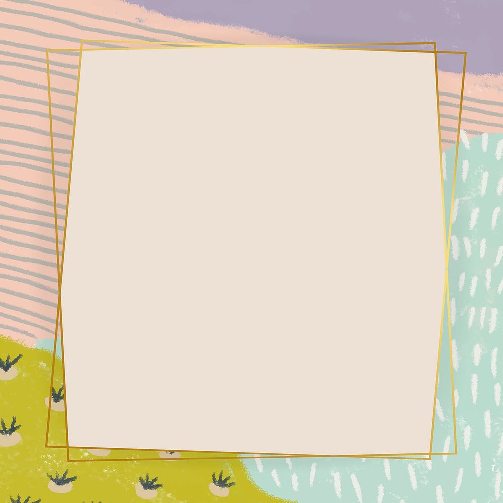 Rectangle golden frame on abstract landscape background vector