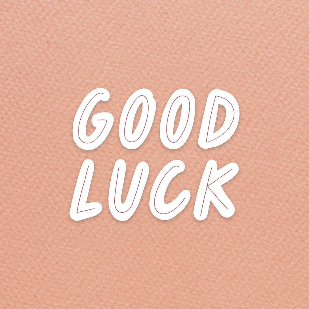 Good luck typography on a peach background illustration