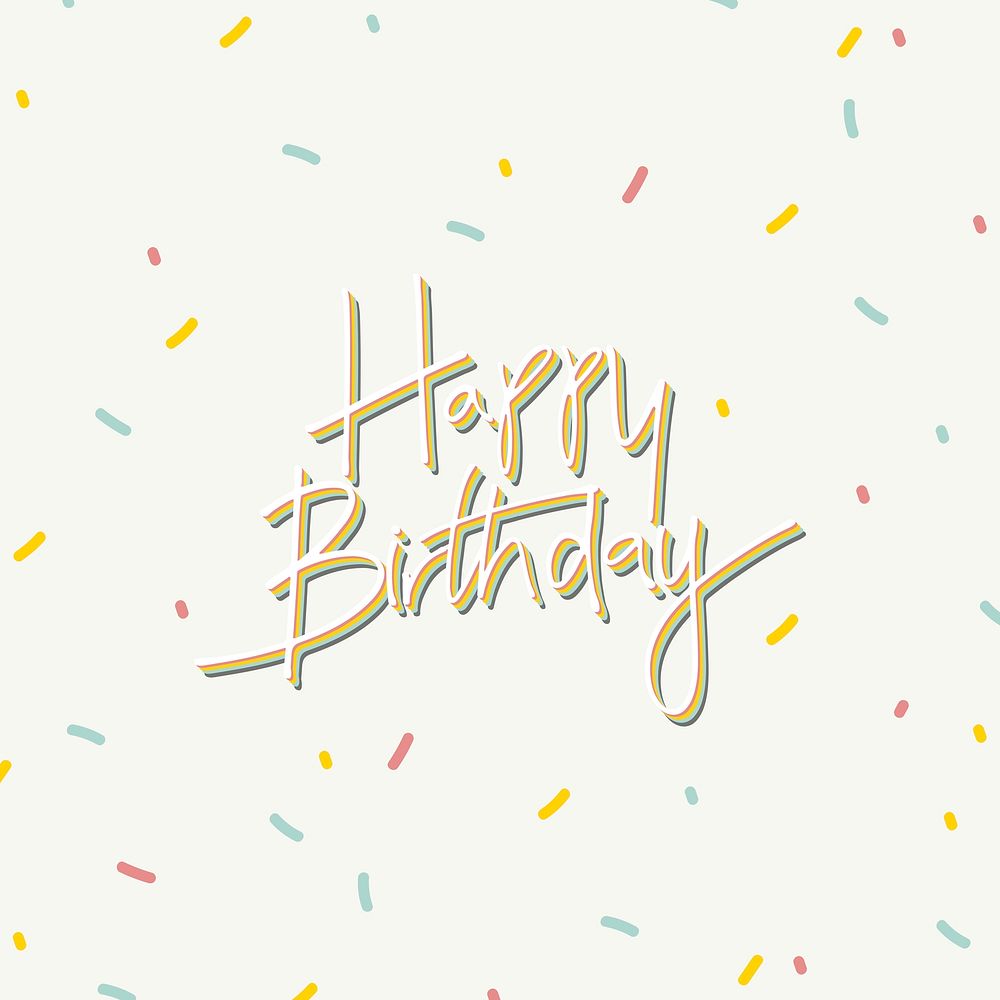 Happy birthday typography on a cream background illustration
