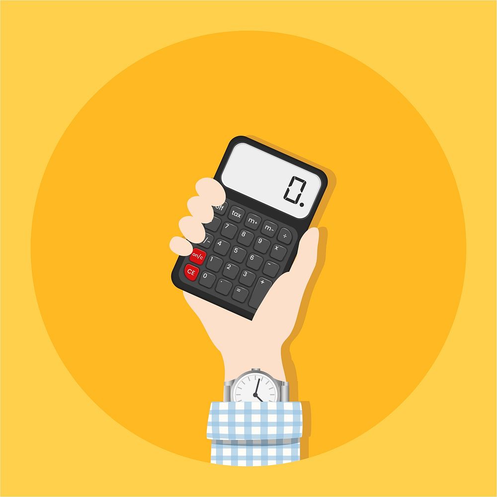 Illustration of a hand holding a calculator