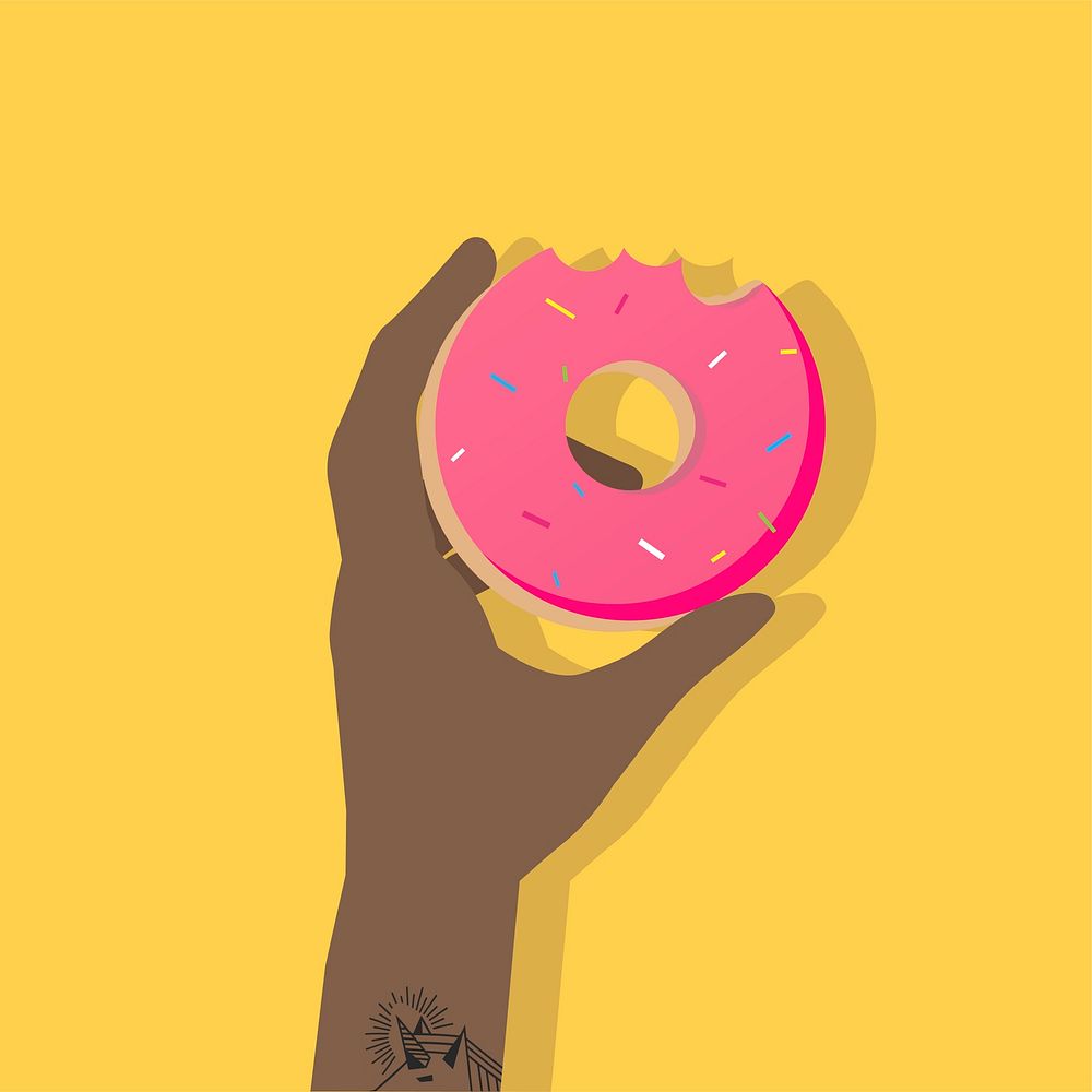 Illustration of hand and doughnut