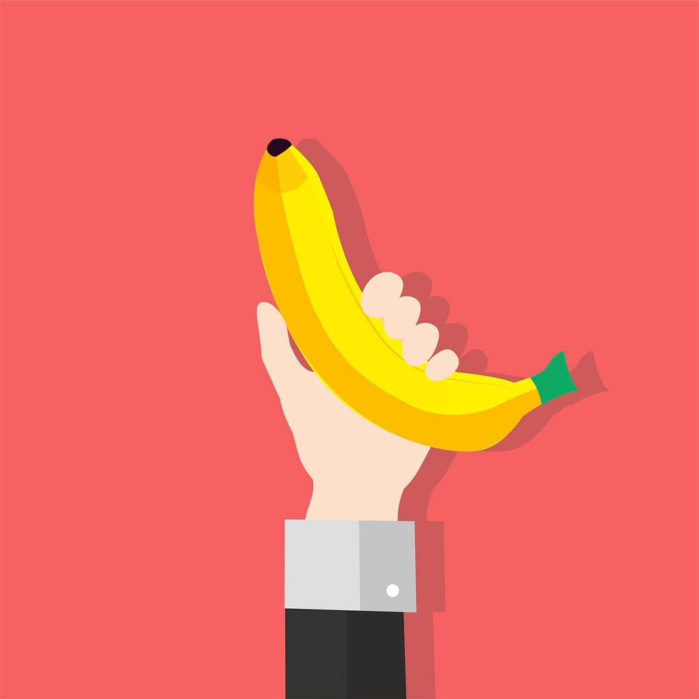 Illustration of a hand holding a banana