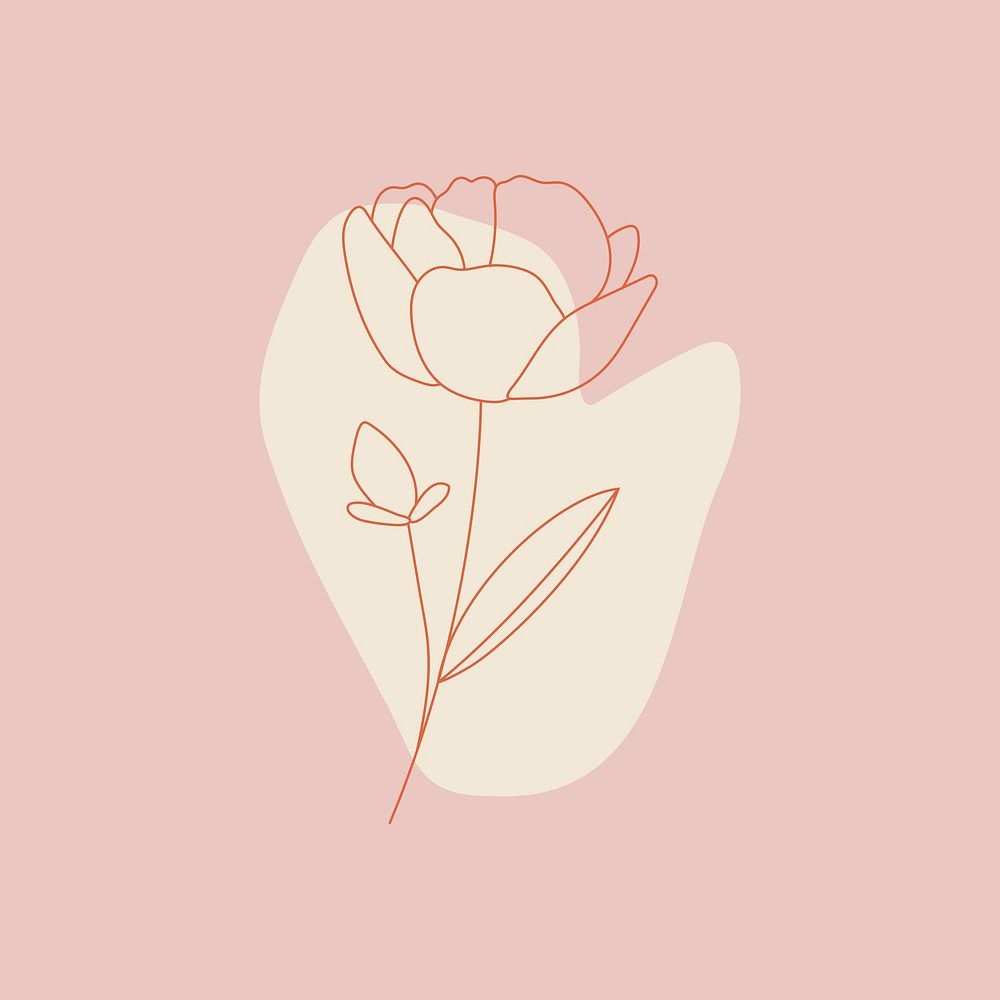 Flower line art on pink background vector
