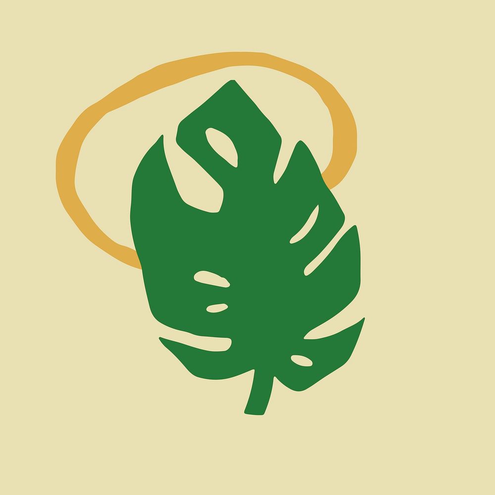 Green Monstera leaf design element vector