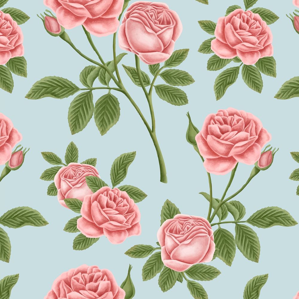 Red rose patterned background vector