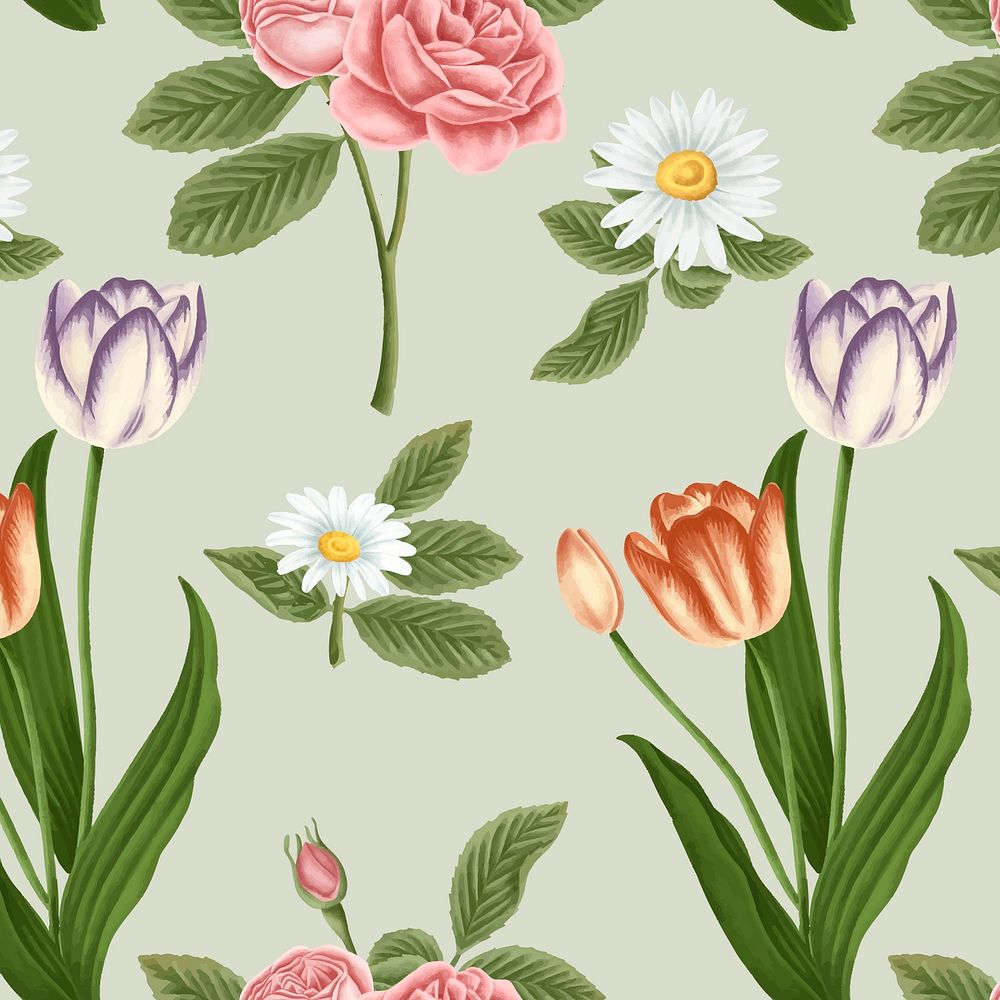 Colorful flowers patterned social template vector