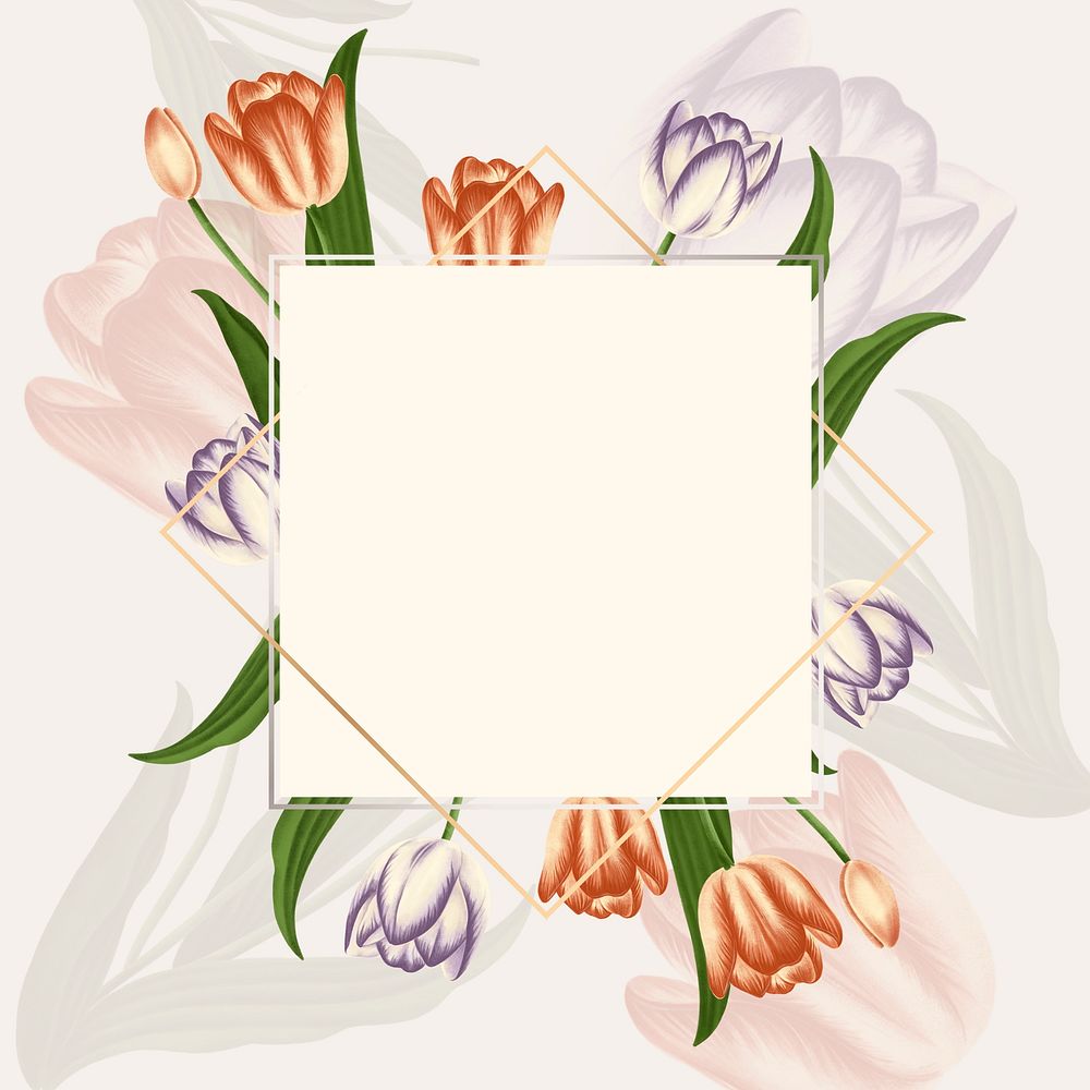 Vintage tulip flower frame illustration