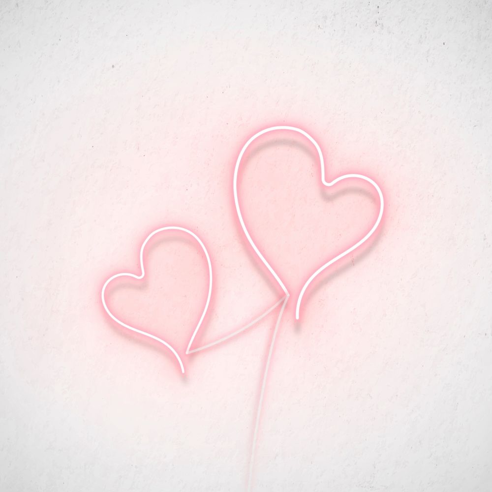 Pink neon double hearts vector