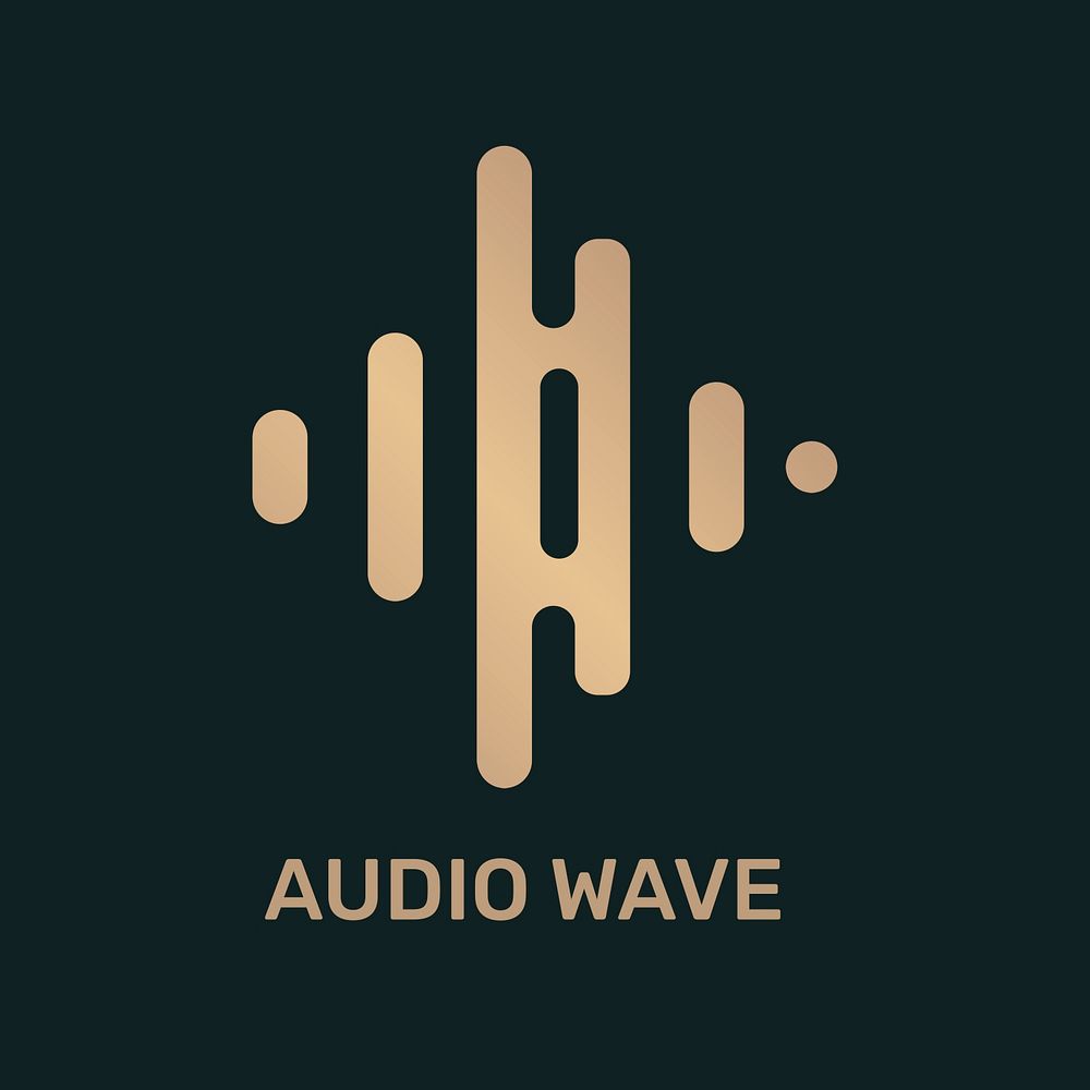 Audio wave logo psd flat design in gold