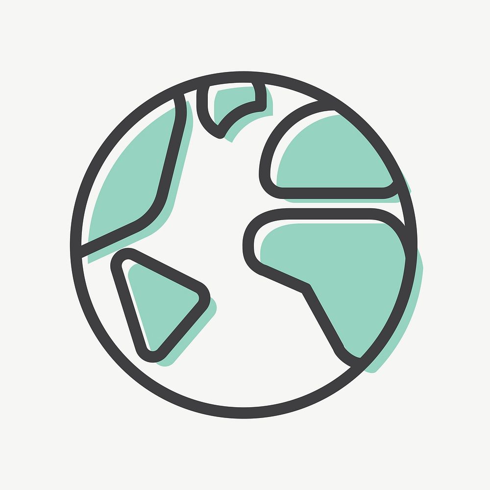 Globe earth day icon vector in simple line