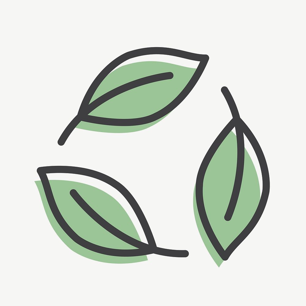 Recycling leaf green icon vector earth day symbol in simple line