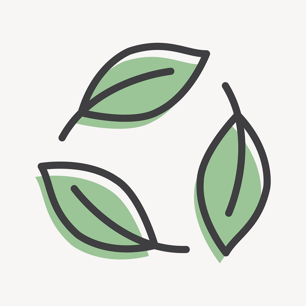 Recycling leaf green icon psd earth day symbol in simple line