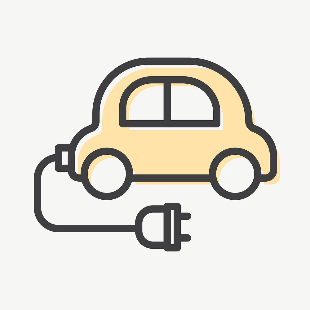 EV car icon vector for business in simple line