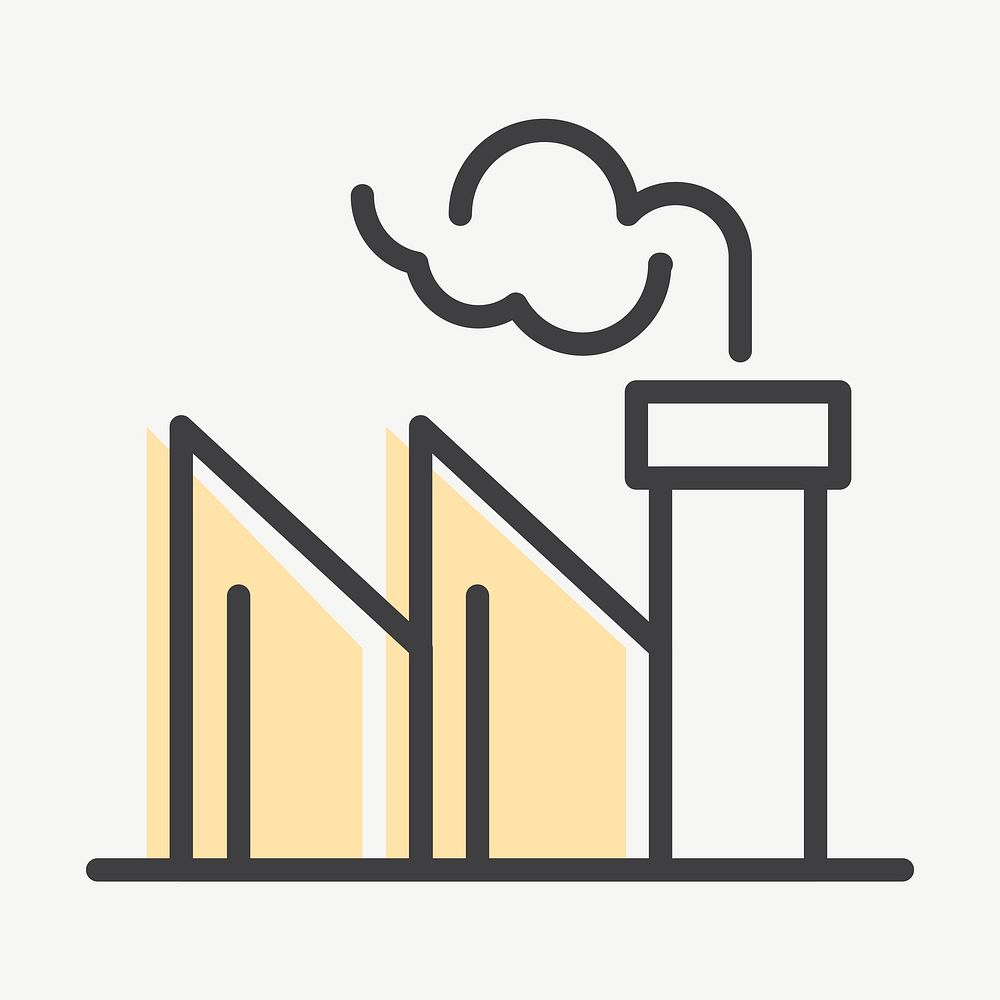 Coal plant emission icon vector air pollution campaign in simple line