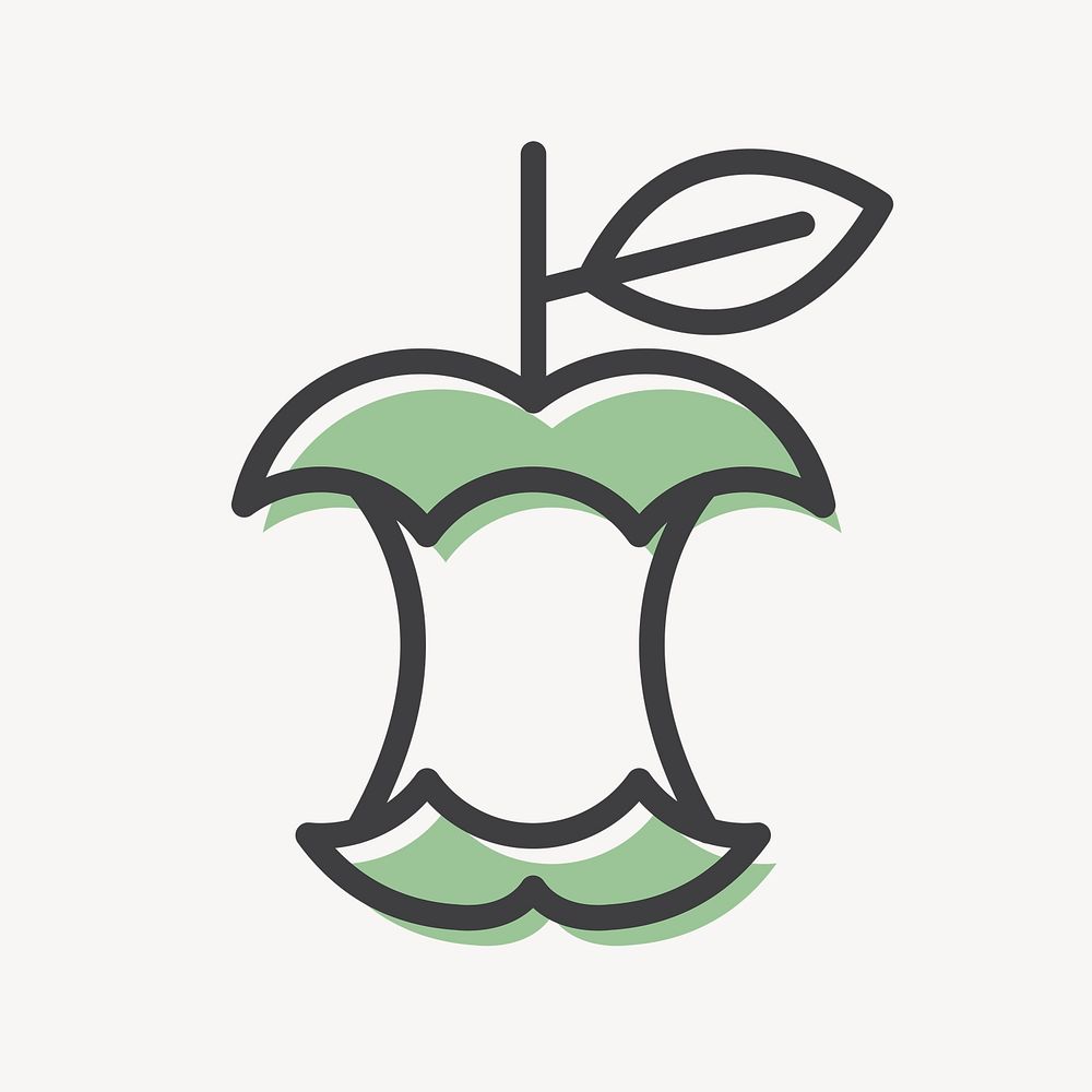 Recyclable eaten apple icon psd for business in simple line