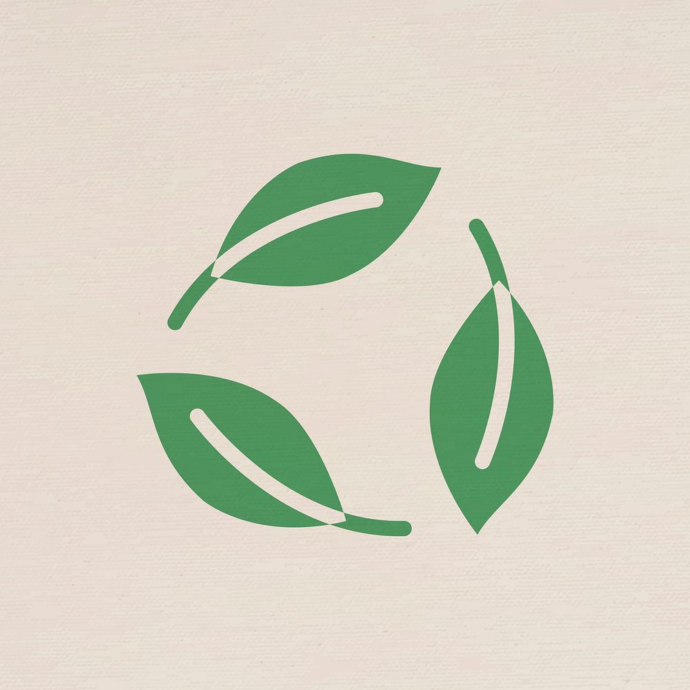 Recycling leaf icon earth day symbol in flat graphic