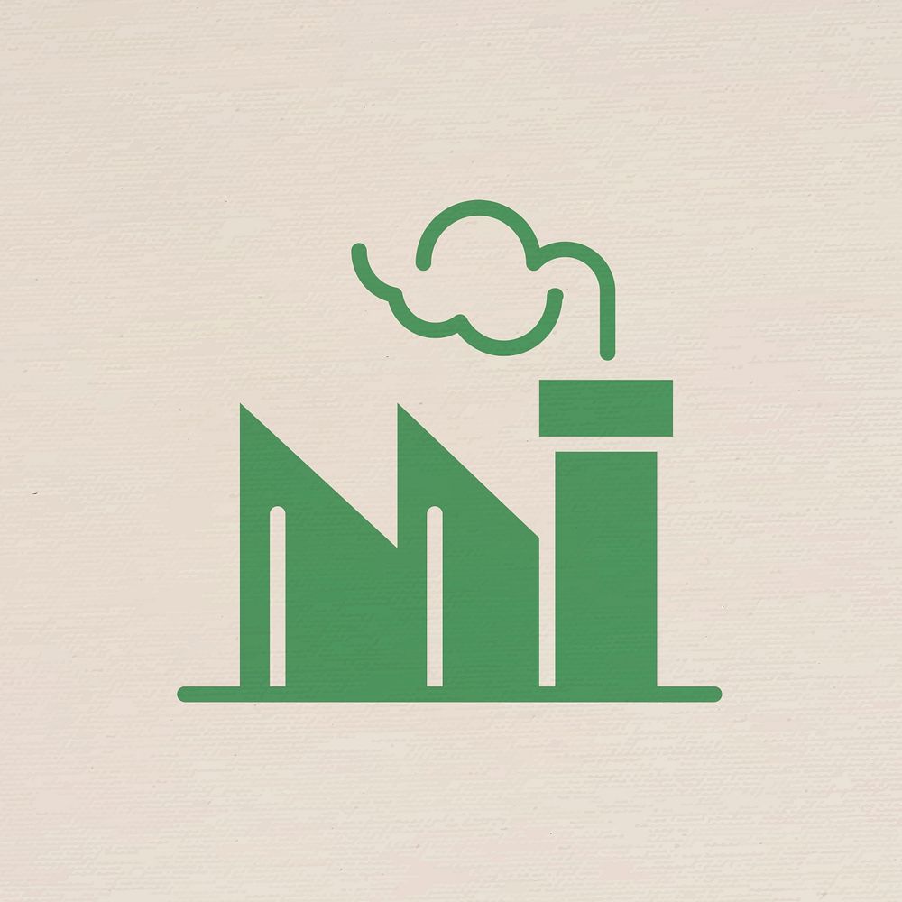 Coal plant emission icon psd air pollution campaign in flat design