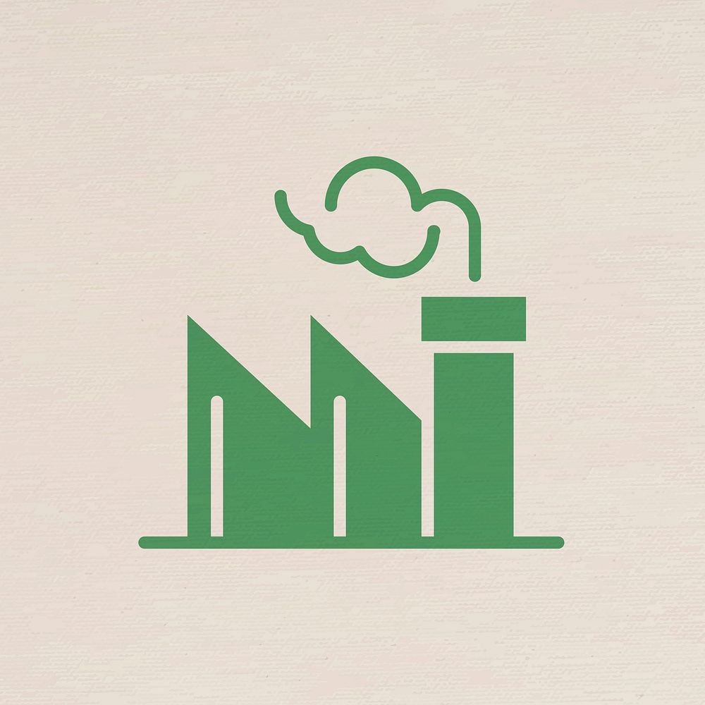 Coal plant emission icon vector air pollution campaign in flat design