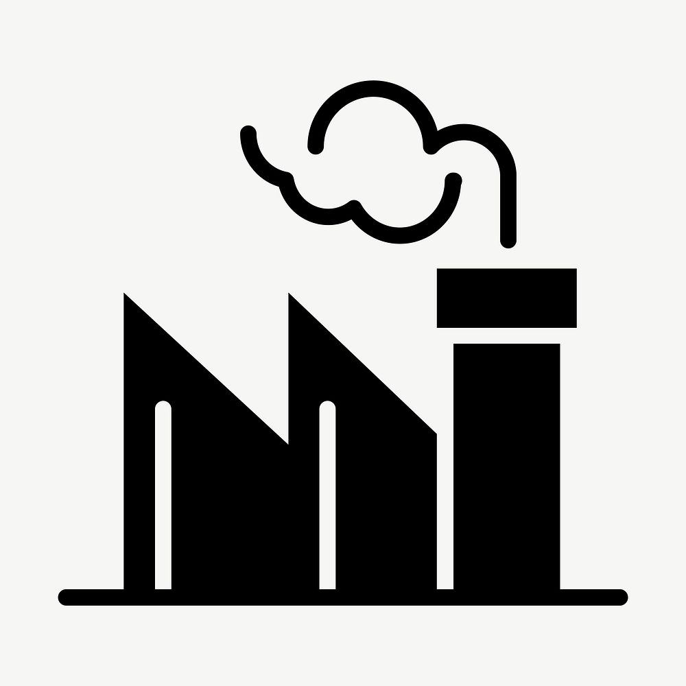 Coal plant emission icon vector air pollution campaign in flat graphic